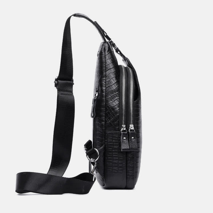 Crocodile Leather Sling Bag Chest Backpack Outdoor Travel Hiking Sports Daypacks