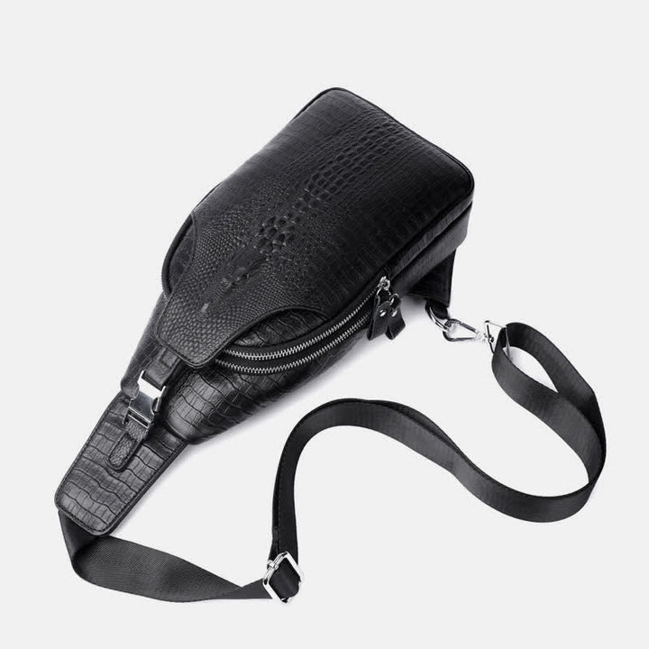 Crocodile Leather Sling Bag Chest Backpack Outdoor Travel Hiking Sports Daypacks