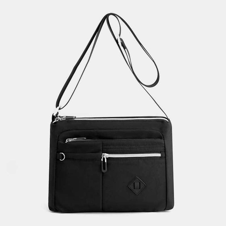 Double Zip Compartment Crossbody Bag for Women Lightweight Multi-Pocket Shoulder Bag