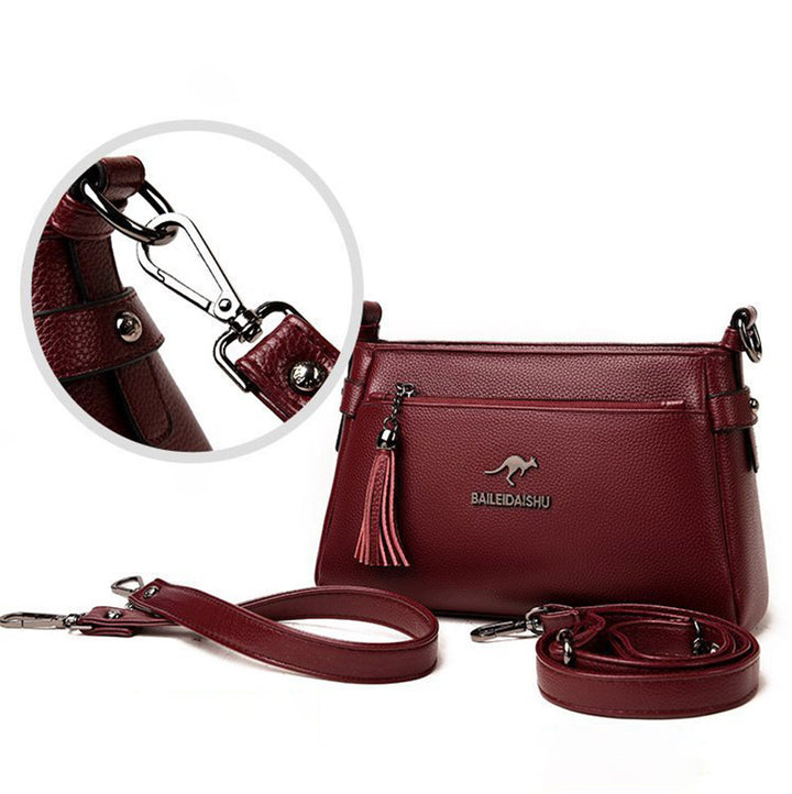 Genuine Leather Crossbody Purse for Women Small Tassel Crossover Shoulder Bag - image 14