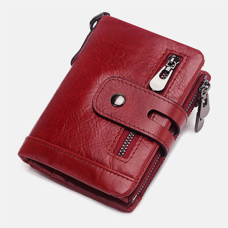 Multifunctional Genuine Leather RFID Bifold Wallet