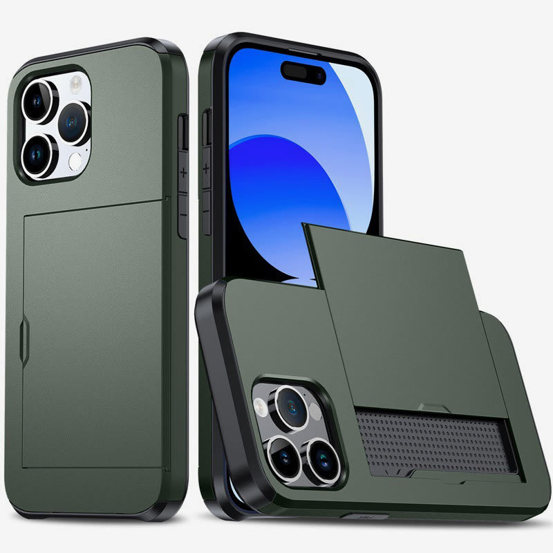 Iphone Slide Card Phone Case 2 In 1 Anti Fall Wallet Case
