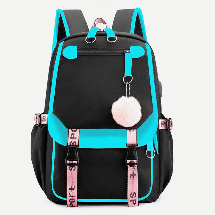 Teenage Girls School Backpack Student Bookbag with USB & Earphone Port