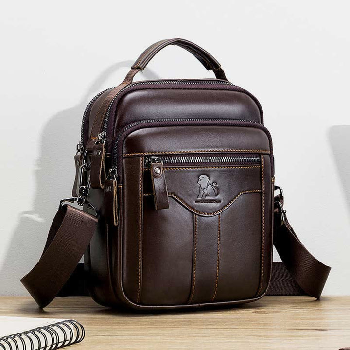 Multi-pocket Real Leather Small Messenger Bag Shoulder Purse Travel Carry Bag