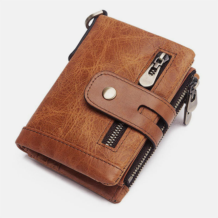Multifunctional Genuine Leather RFID Bifold Wallet