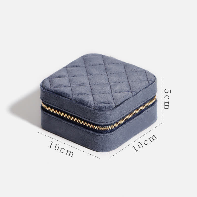 Storage Bag for Women Luxury with Mirror Mini Jewelry Box - LightSteelBlue - Small Mirror - image 9