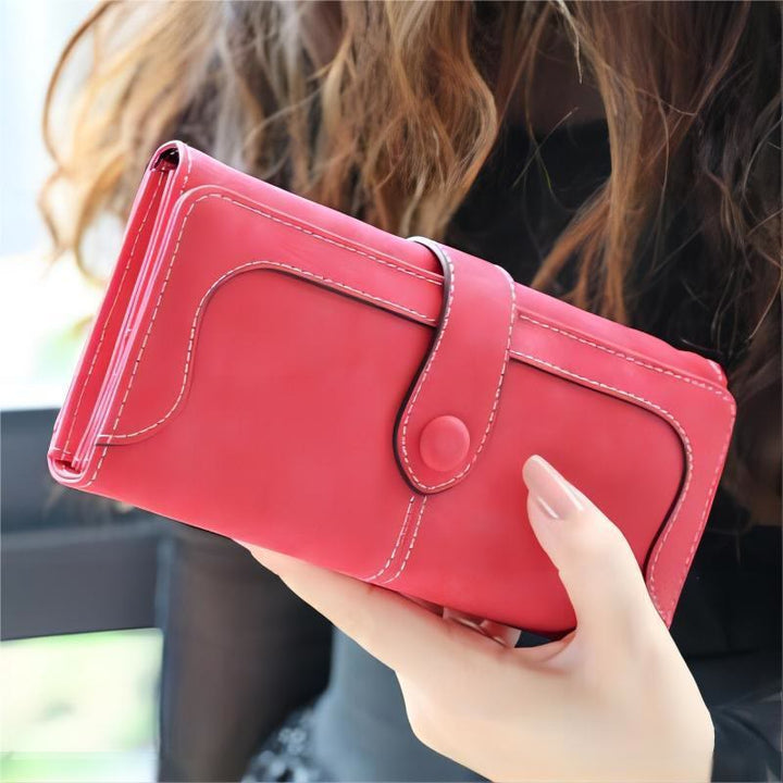 Long Wallet For Women Solid Color Multiple Slot Daily Purse - LightCoral - image 20