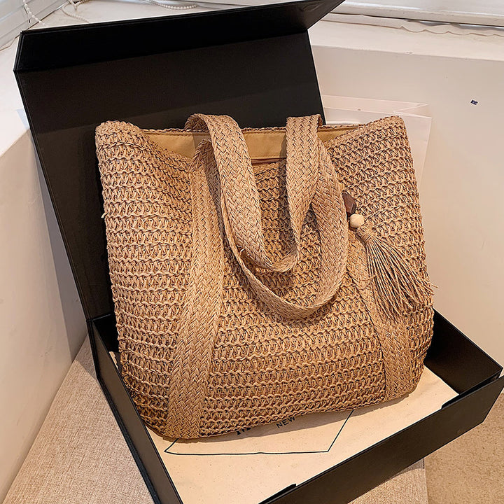 Large Capacity Tote For Women Summer Vacation Straw Shoulder Bag