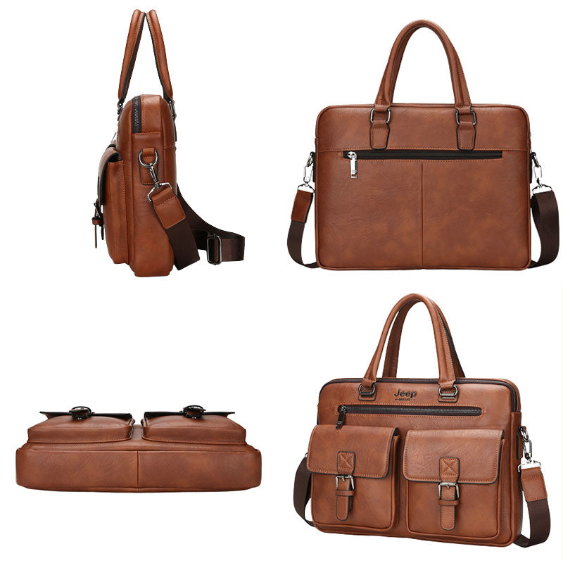 Vintage Briefcase for Men Laptop Computer Business Travel Messenger Bag