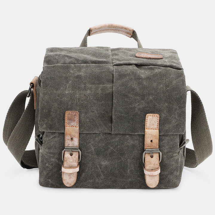 Retro Waxed Canvas Camera Bag DSLR SLR Padded Crossbody Shoulder Bag