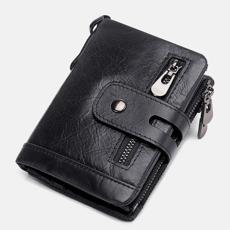 Multifunctional Genuine Leather RFID Bifold Wallet