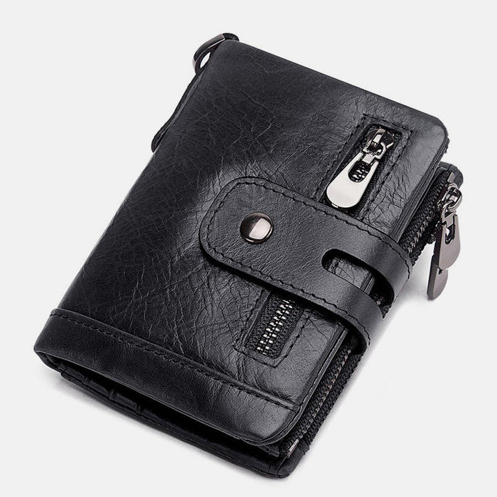 Multifunctional Genuine Leather RFID Bifold Wallet