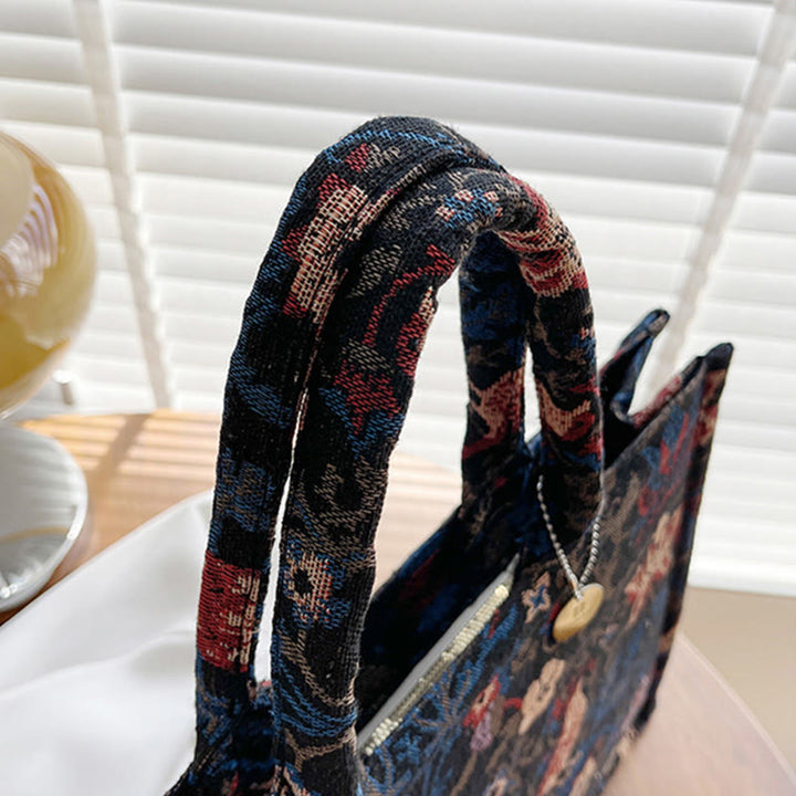 Tote Bag For Women Simple Retro Large Capacity Flower Handbag