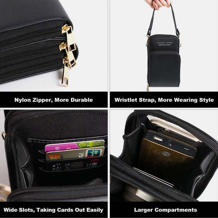Multi-Compartment Phone Purse With Clear Window