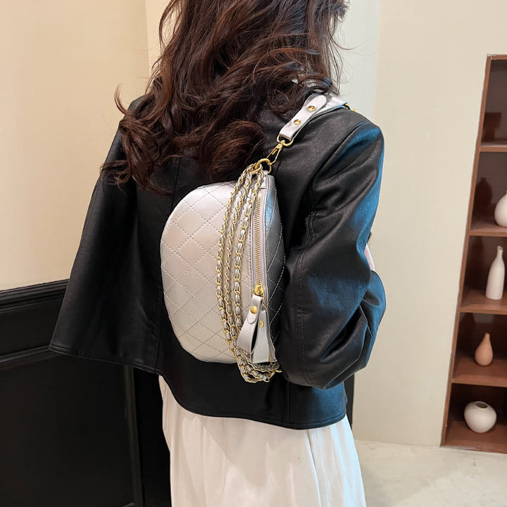 Retro Chest Bag Plaid Quilted Chain Strap Crossbody Shoulder Purse