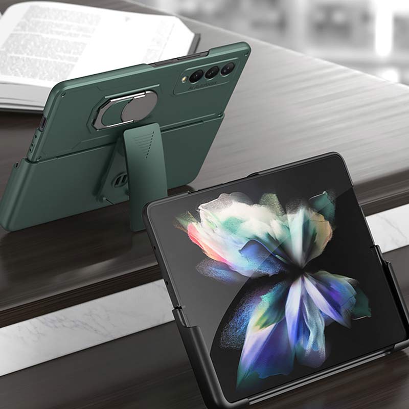 Phone Holder Holster For Galaxy Z Fold 3 Rotating Kickstand Clip Phone Case