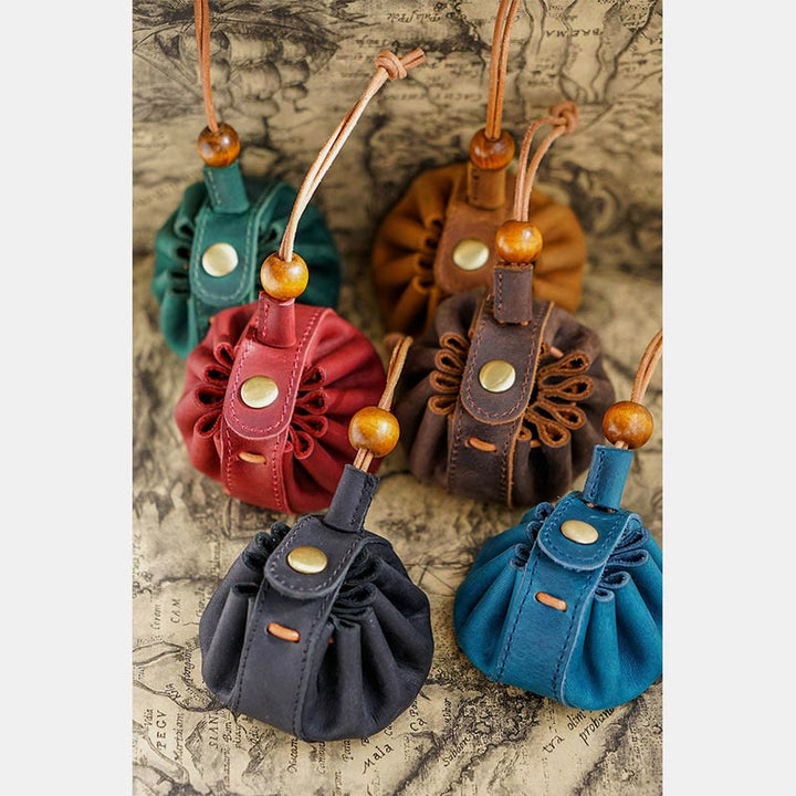 Wallet For Women Handmade Drawstring Mini Leather Students Coin Purse