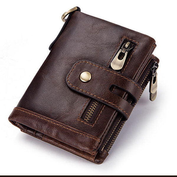 Genuine Leather Anti-theft RFID Wallet With Chain