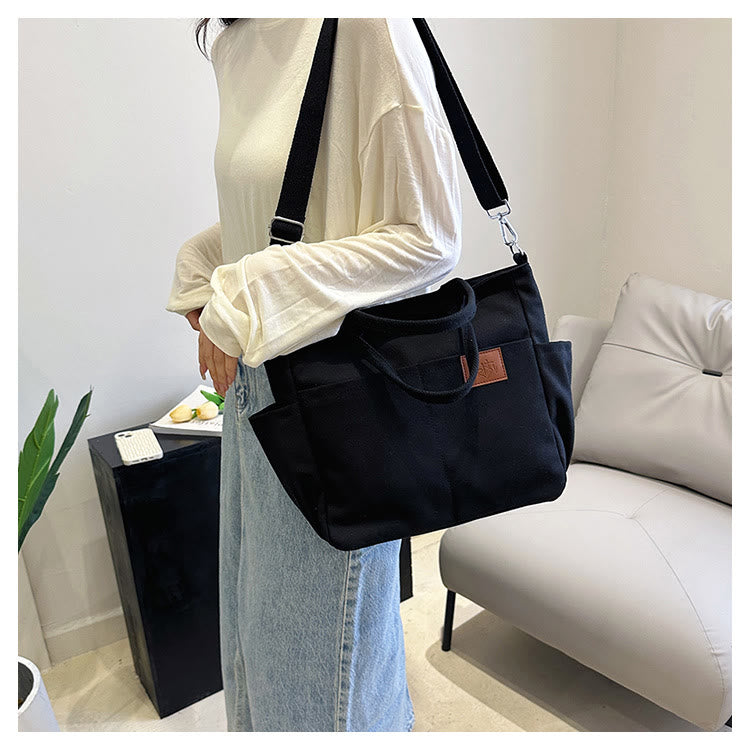 Simple Tote Bag For Women Daily Portable Canvas Crossbody Bag