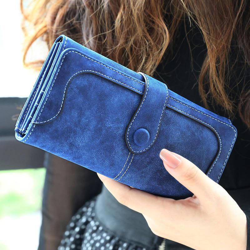 Long Wallet For Women Solid Color Multiple Slot Daily Purse - RoyalBlue - image 0