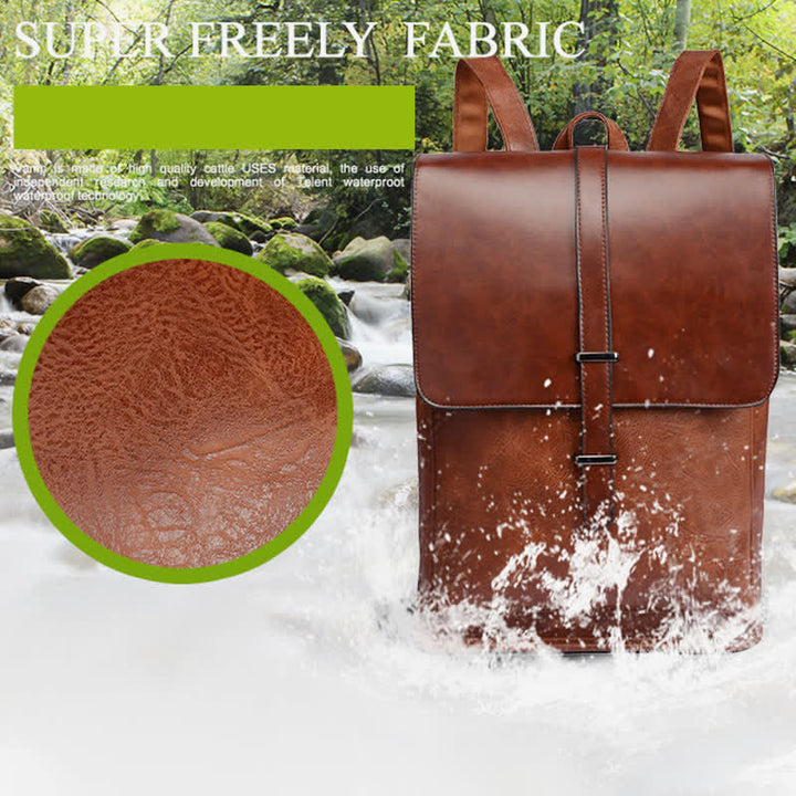 Mens Backpack Purse PU Leather Laptop Backpack Travel Business College Bookbag - image 3