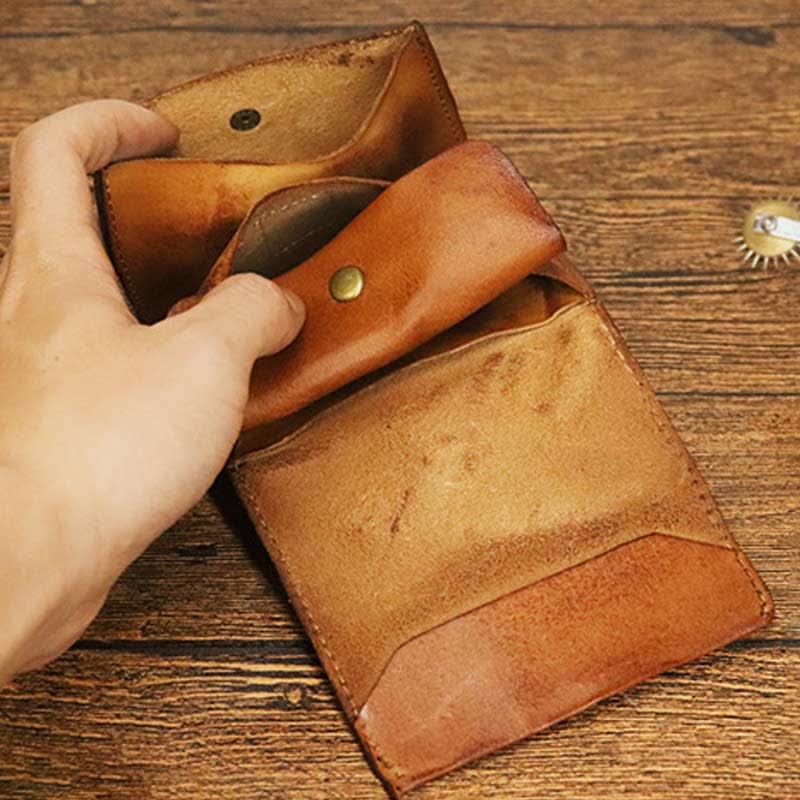 Retro Handmade Genuine Leather Card Holder Wallet for Men Women - image 2