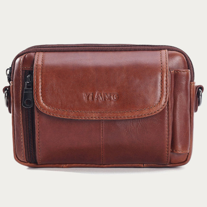 Leather Waist Bag For Men Retro Multifunctional Crossbody Phone Bag