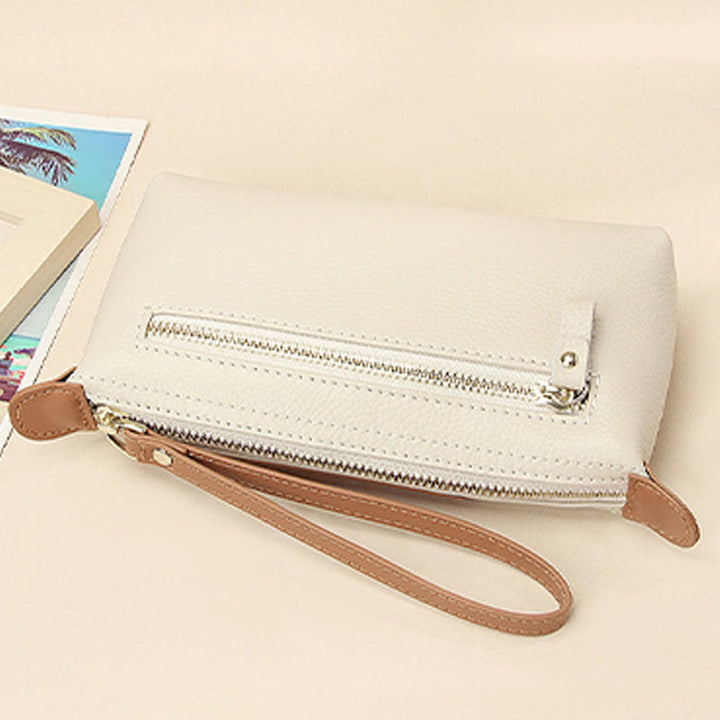 Handheld Leather Clutch Lightweight Large Space Wrist Zipper Wallet