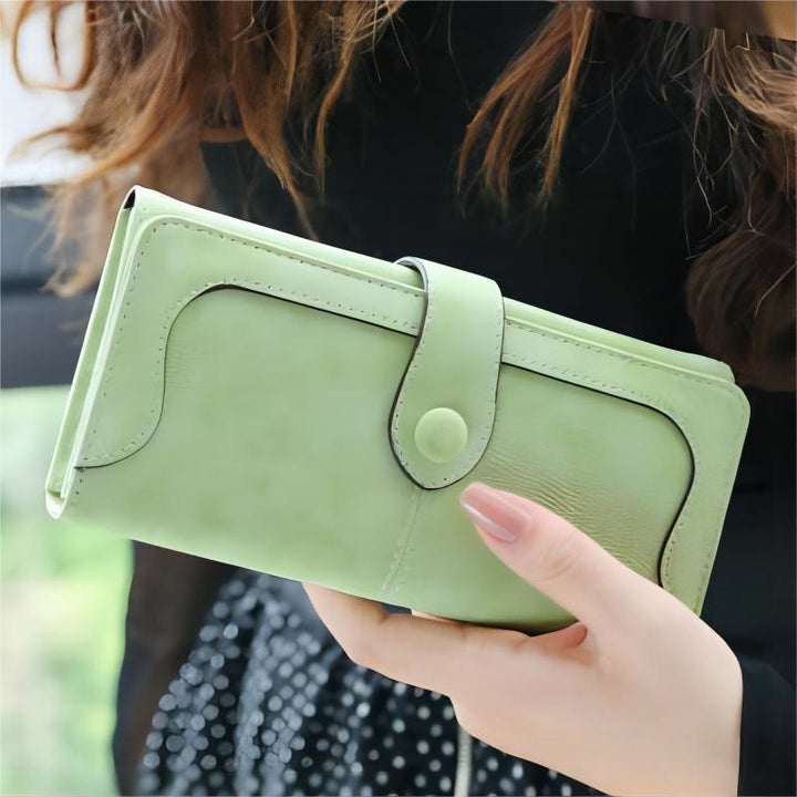 Long Wallet For Women Solid Color Multiple Slot Daily Purse - LightGreen - image 21
