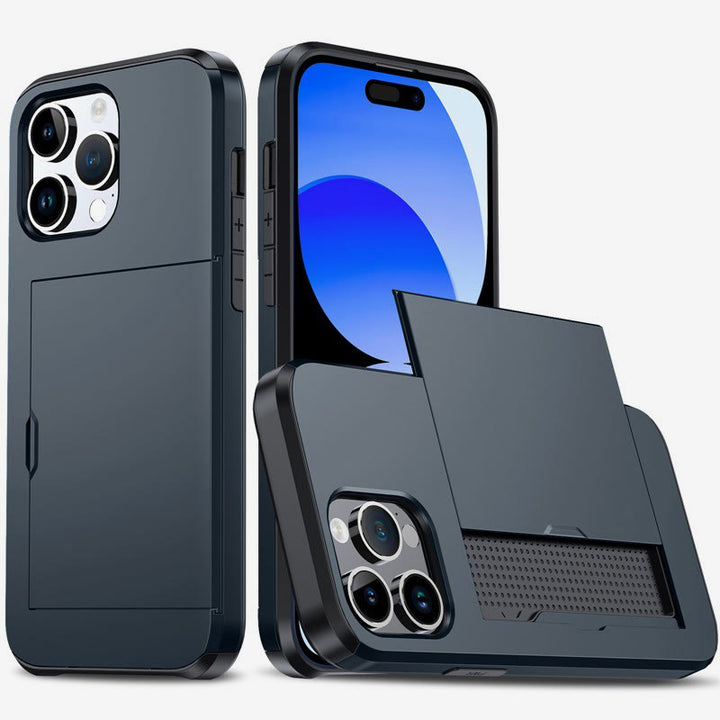 Iphone Slide Card Phone Case 2 In 1 Anti Fall Wallet Case