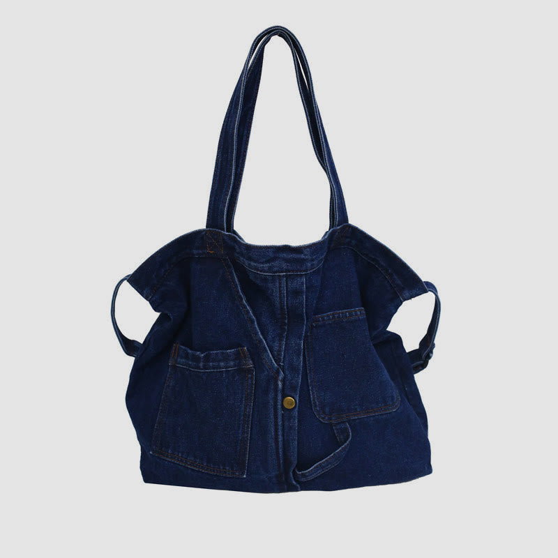 Denim Tote Bag For Women Large Capacity Crossbody Bag - DarkBlue - image 15