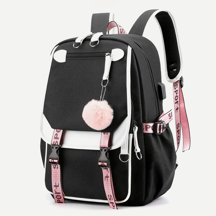 Teenage Girls School Backpack Student Bookbag with USB & Earphone Port