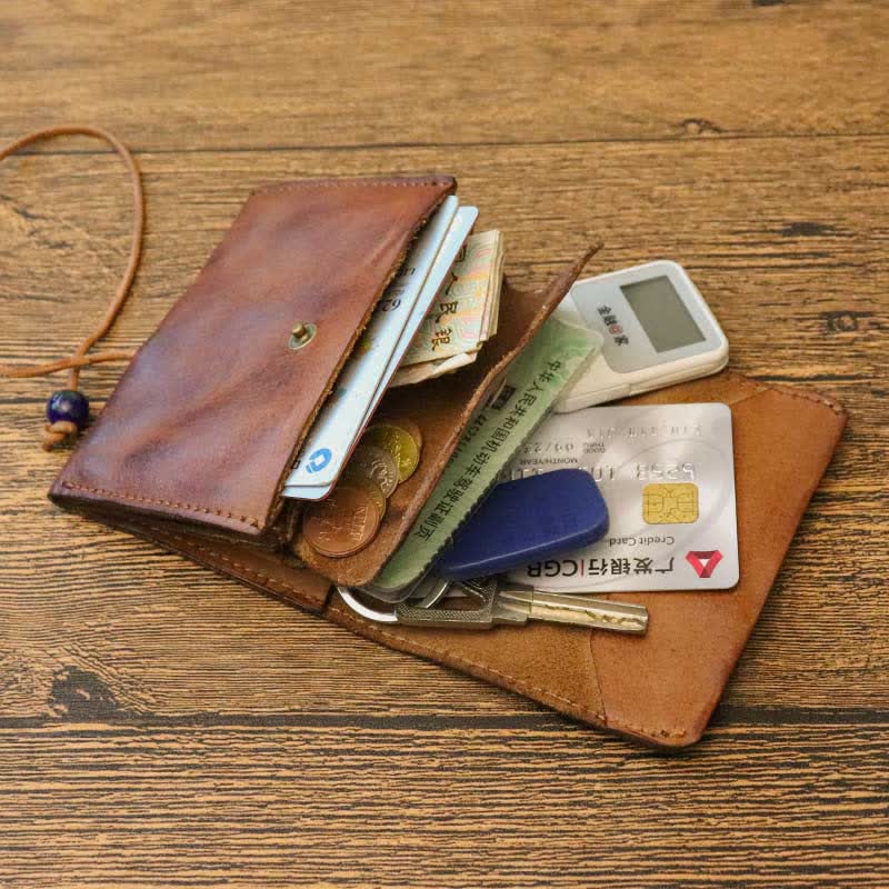 Retro Handmade Genuine Leather Card Holder Wallet for Men Women - image 4