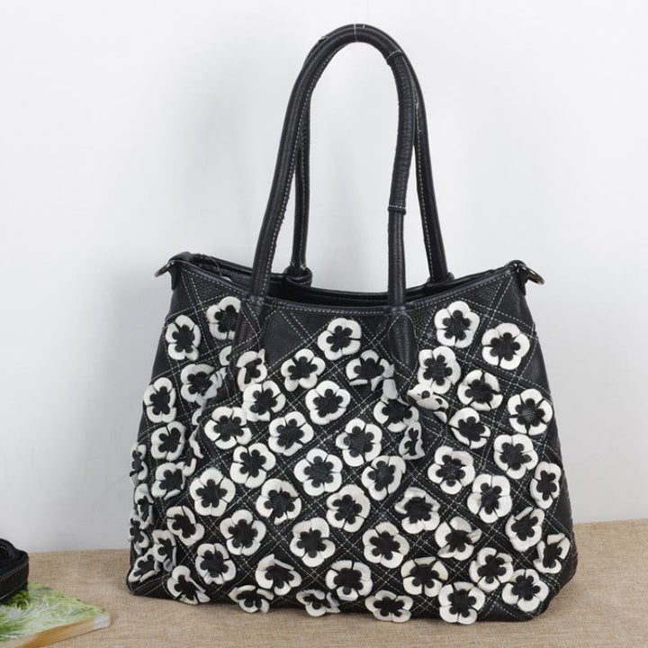 Genuine Leather Multicolor Flower Boho Handbag