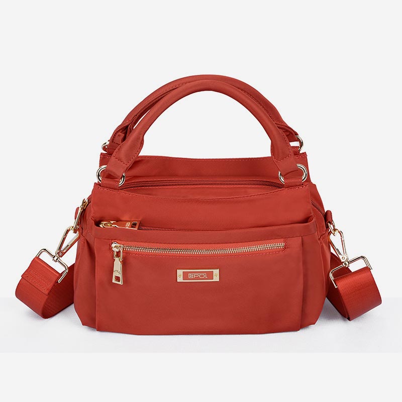 Multi Pocket Oxford Tote Handbag Travel Purse Crossbody Bucket Bag - Red - image 0
