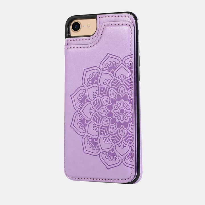 Leather Wallet Phone Case with Card Holder ID Window Compatible with iPhone Samsung