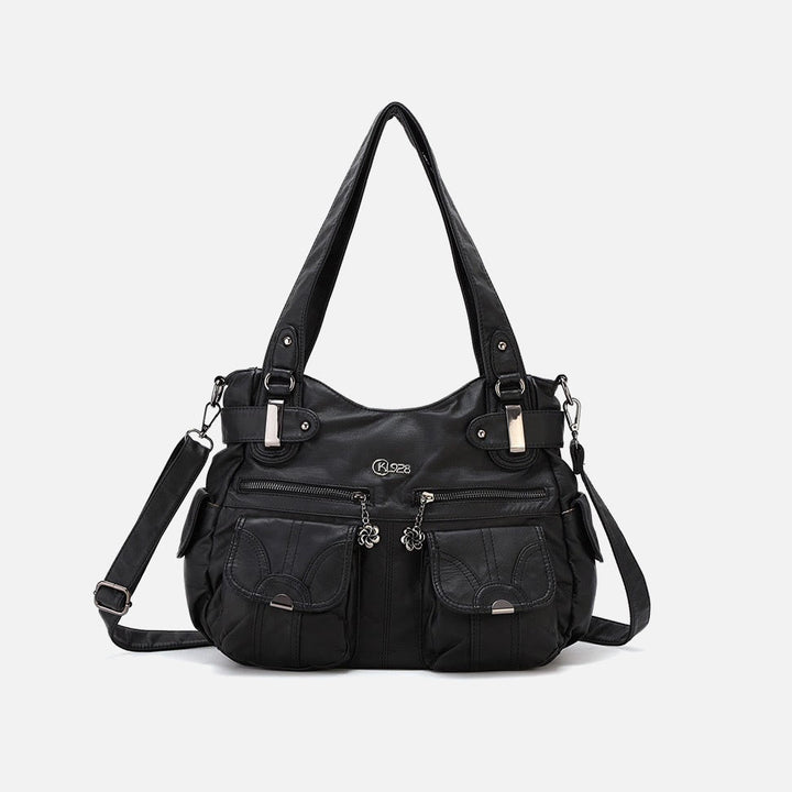 Tote For Women Daily Outing Multiple Pocket Solid Color Bag - Black - image 17