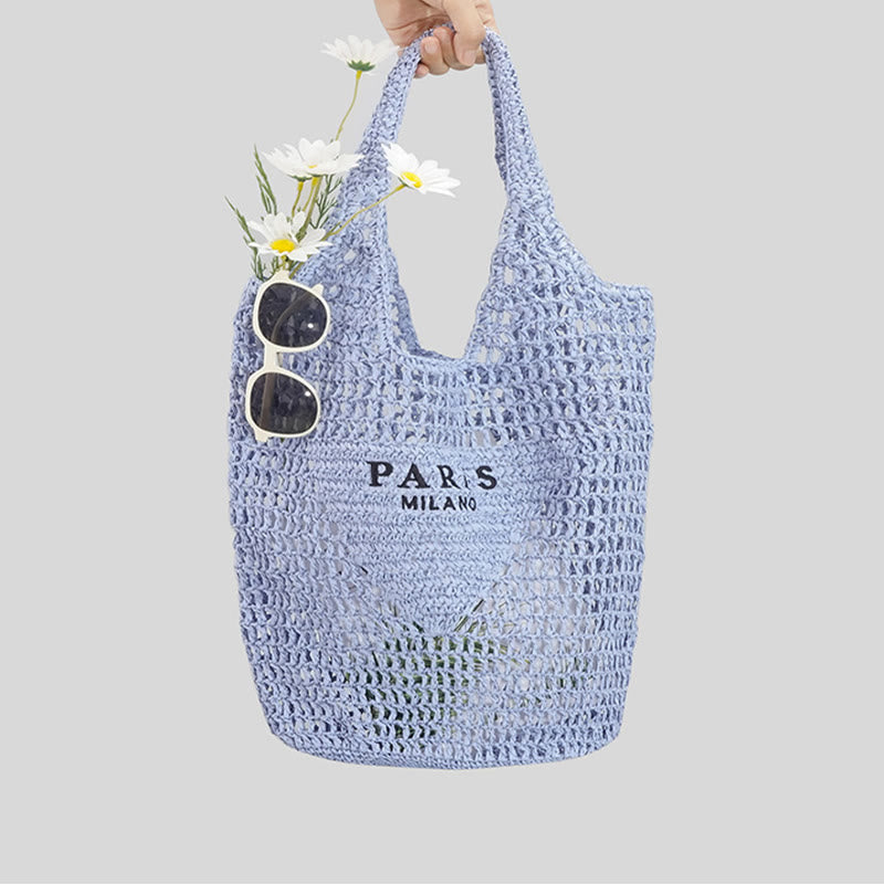 Beach Bag For Women Knitted Retro Hollowed Out Handbag