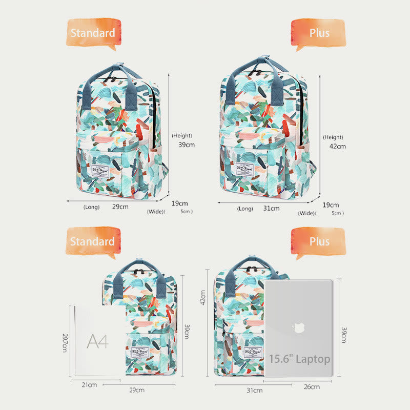 Multicolor Printed Laptop Backpack15.6 Inch College School Bookbag Travel Daypack
