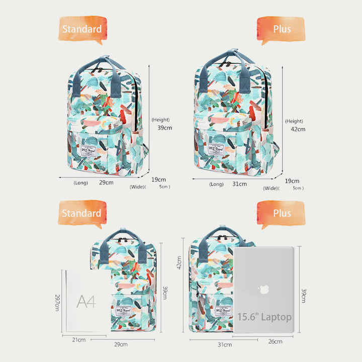 Multicolor Printed Laptop Backpack15.6 Inch College School Bookbag Travel Daypack
