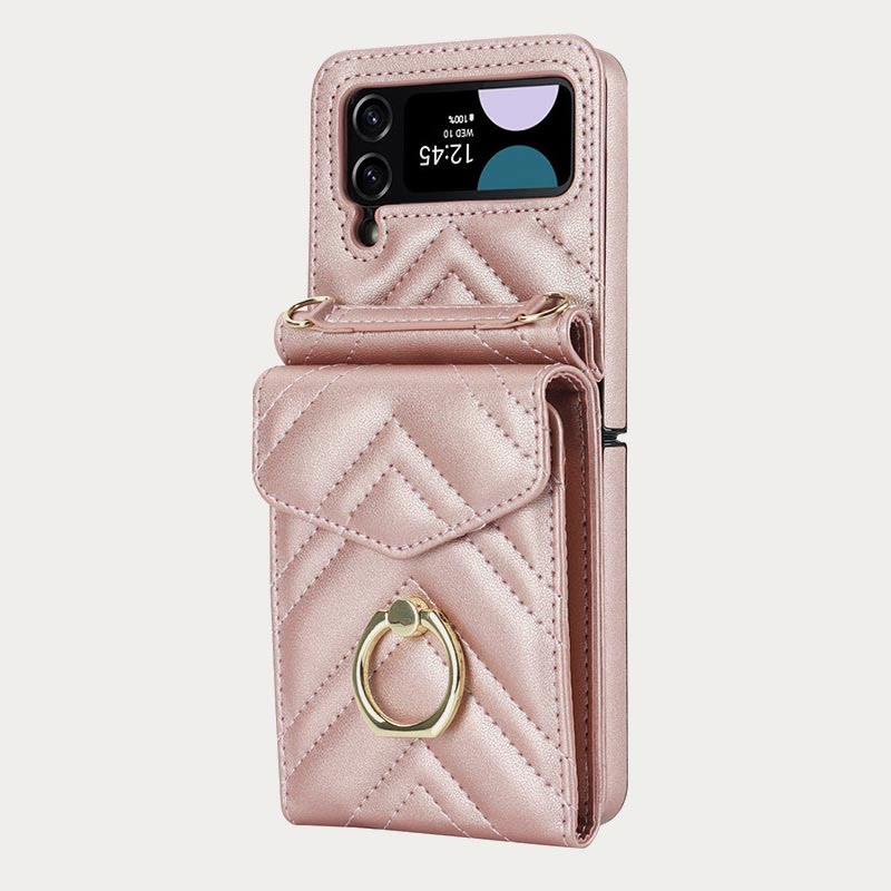 Phone Case For Daily Z Flip Series Quilted Leather Case