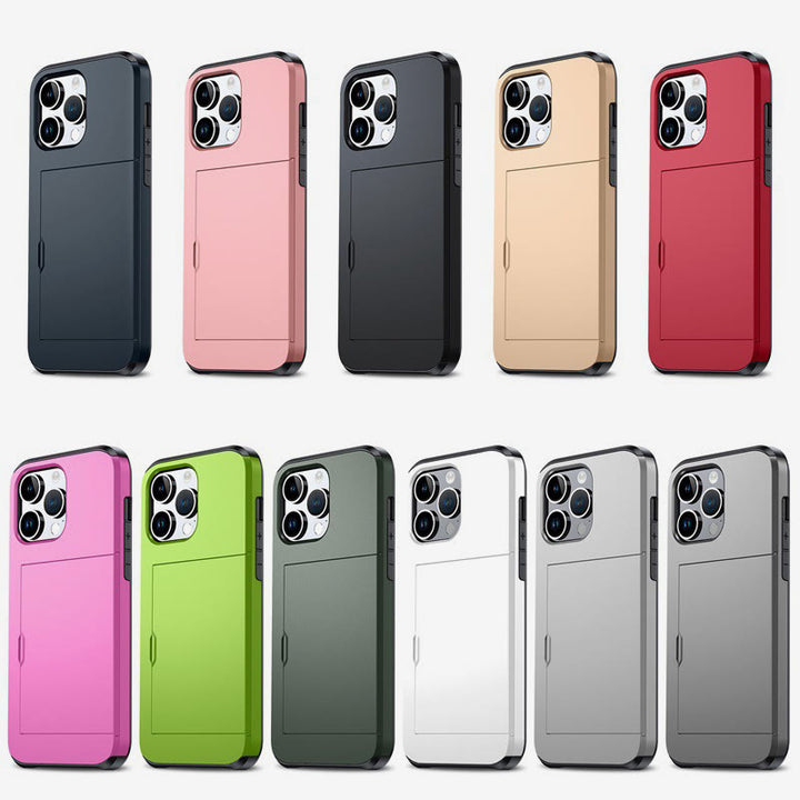 Iphone Slide Card Phone Case 2 In 1 Anti Fall Wallet Case