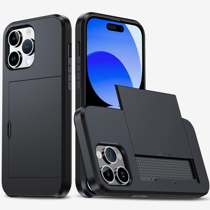 Iphone Slide Card Phone Case 2 In 1 Anti Fall Wallet Case
