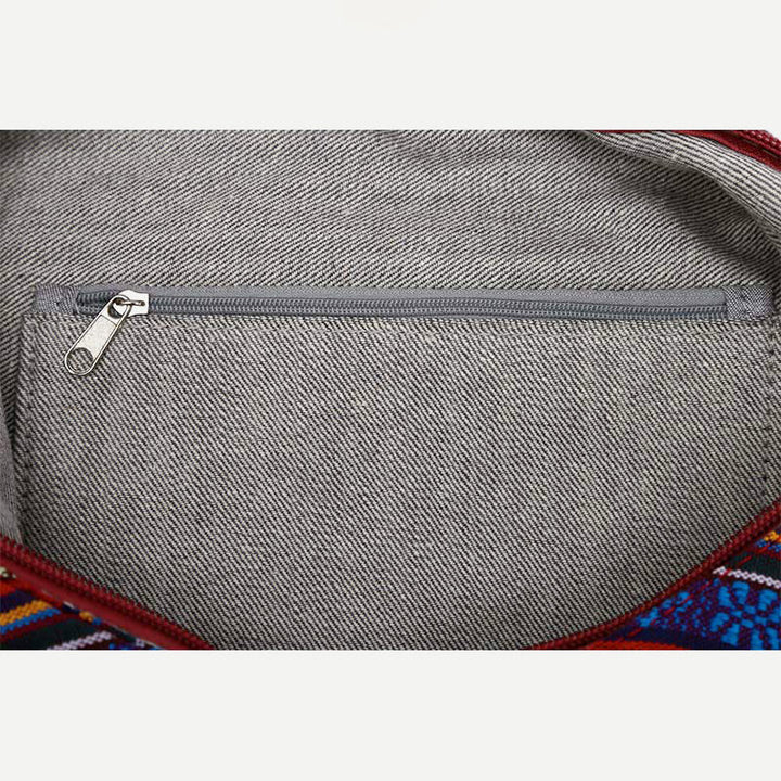 Shoulder Bag for Women Printing Flower Linen Folk-Custom Crossbody Bag