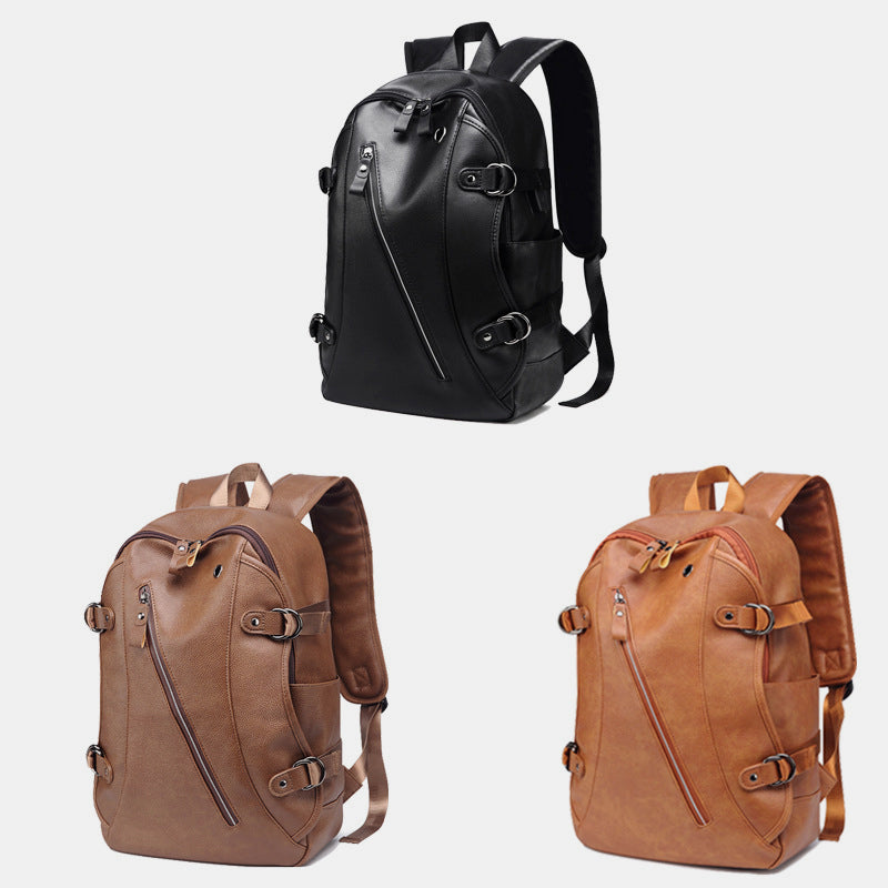 Multifunctional Anti-theft Large Capacity Leather Backpack With USB Charging Port
