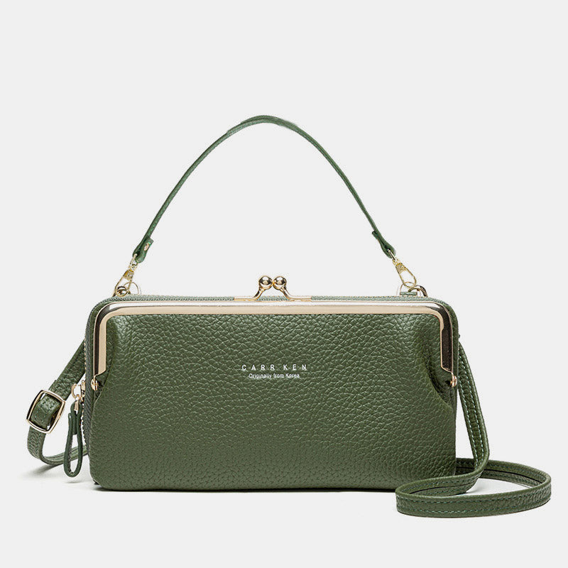 Large Capacity Multifunctional Kiss-lock  Crossbody Phone Bag - OliveDrab - image 23