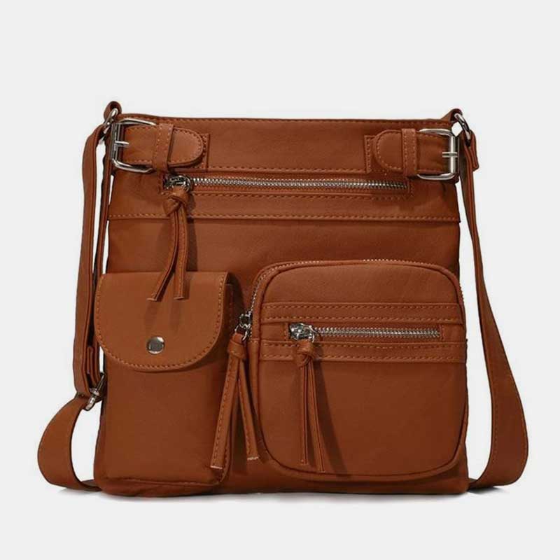 Large-Capacity Waterproof Crossbody Bag - Chocolate - image 18