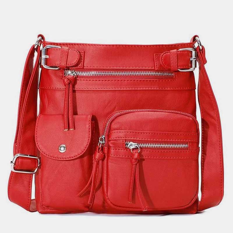 Large-Capacity Waterproof Crossbody Bag - Red - image 15