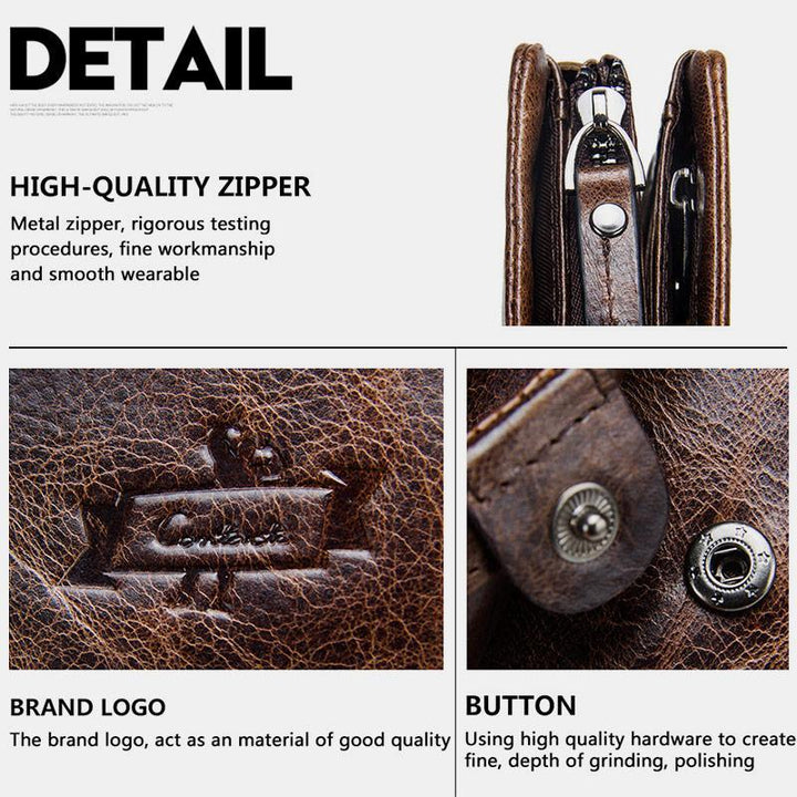 High Capacity Vintage Leather Trifold Wallet