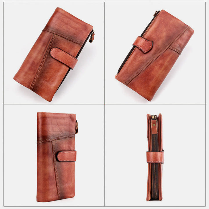 RFID Genuine Leather Long Wallet Purse